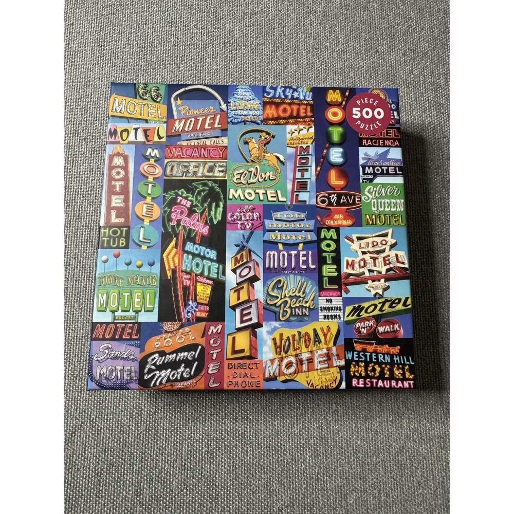Galison Jigasaw Puzzle "Vintage Motel Signs" 500 Piece 20x20 (2018) COMPLETE
